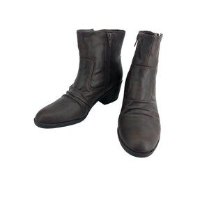 Life Stride Watchful Brown Ankle Boots 8.5 Narrow 2" Block Heels